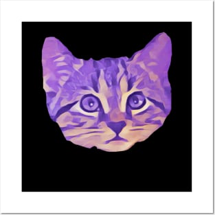 Kitty Face Purple Posters and Art